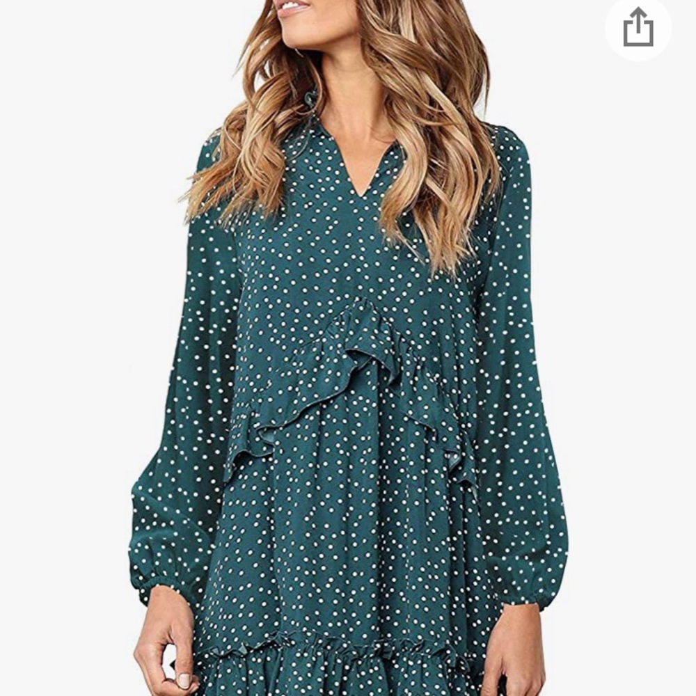 MITILLY Women's V neck polka dot dress